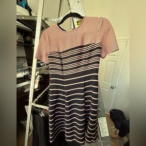 Pink and navy striped dress
